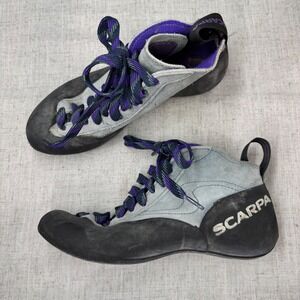 Scarpa Force X Climbing Shoes Gray‎ Purple Leather Lace Up Women's EU 37